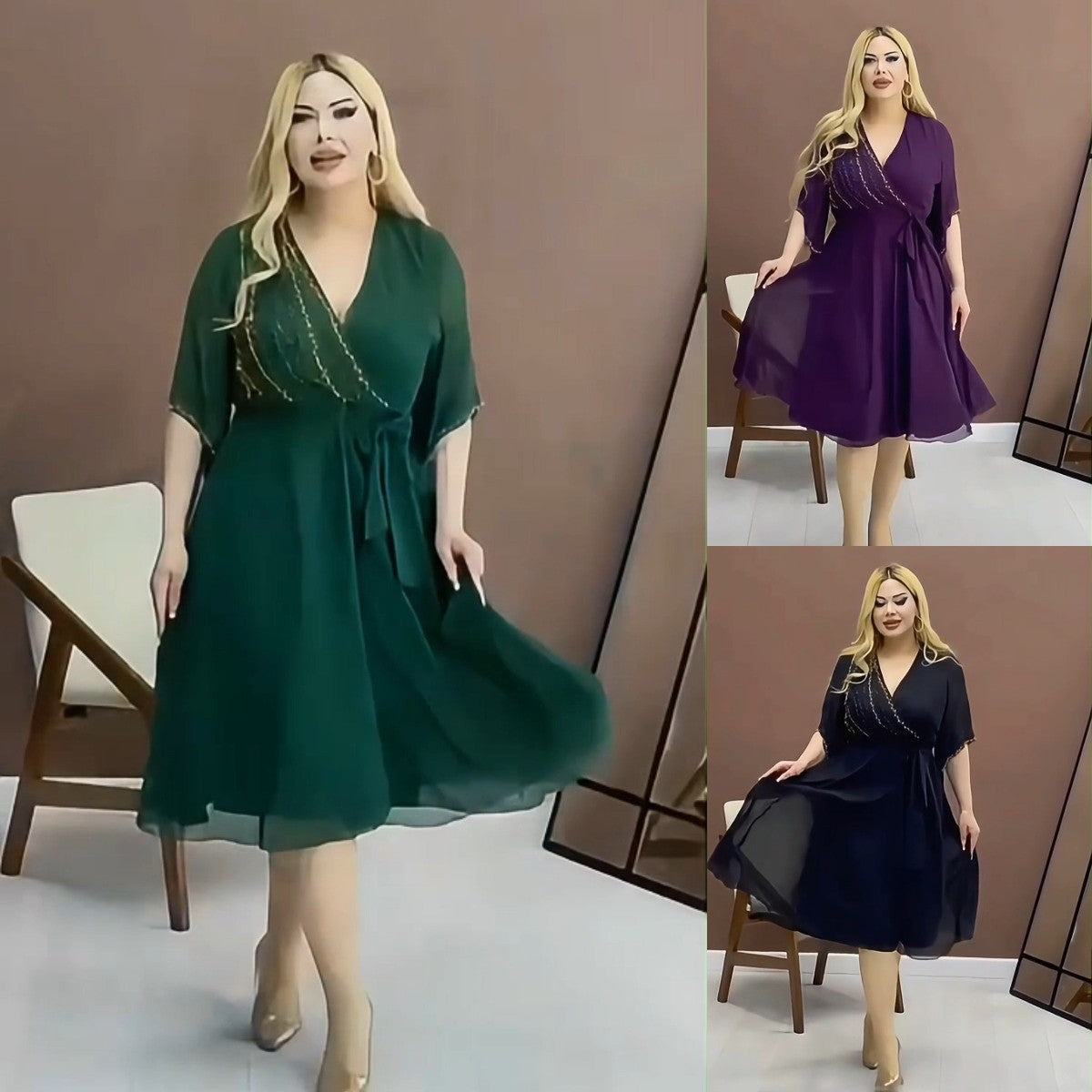 💥👗【S-5XL】Nuevo vestido de moda, diseño clásico, elegante y sencillo.