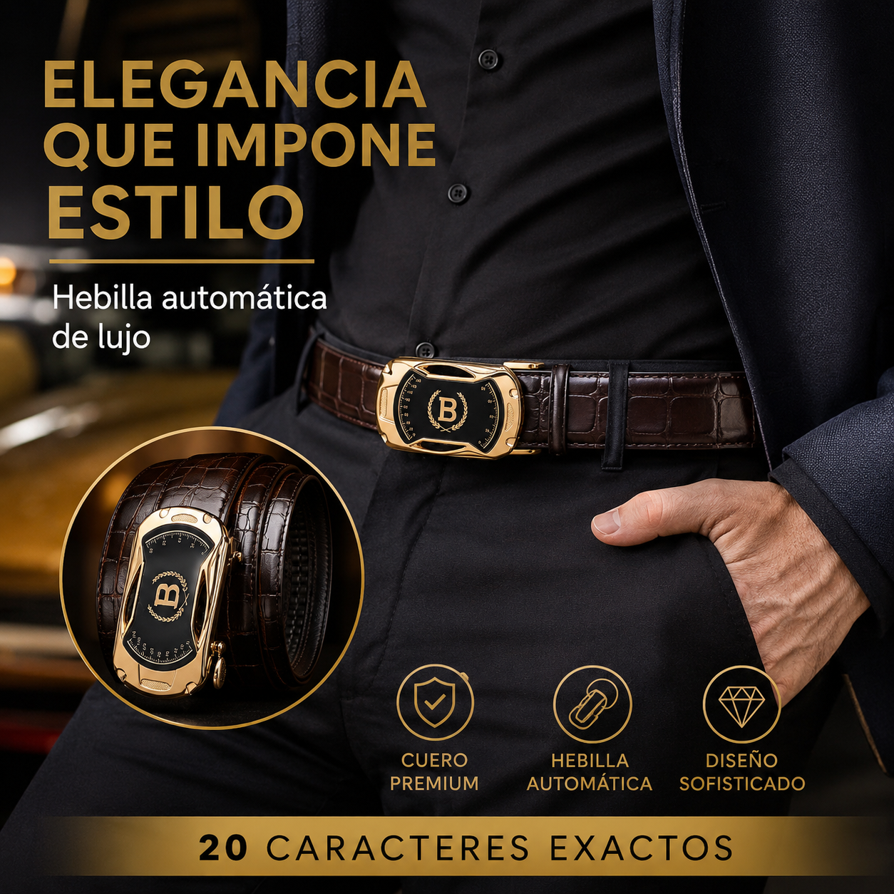 Nuevo cinturón de hombre de cuero genuino con hebilla automática