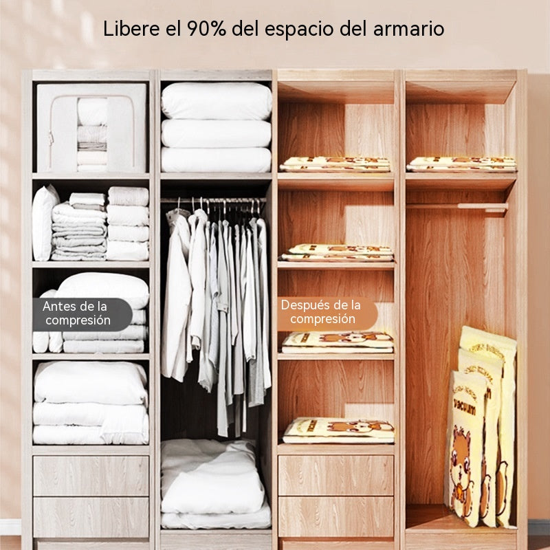🧳【Juego de 5 piezas】💨 Bolsas de almacenamiento al vacío compresibles de gran capacidad: No se necesita bomba de aire, diseño a prueba de fugas, ideal para ahorrar espacio en tu maleta y en casa ✈️