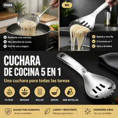 🔄🍲 ¡Oferta por tiempo limitado! 50% de descuento – Cuchara multiusos 🌿 colador y separador, 🧂 función de molido, 🍾 abridor – ¡todo en 1!