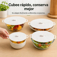 🥘【¡Compra 1 set y llévate otro set gratis!】✨ Tapas de Silicona Universales Reutilizables – Sellado Hermético para Ollas, Sartenes y Platos, Apto para Microondas y Lavavajillas 🧊