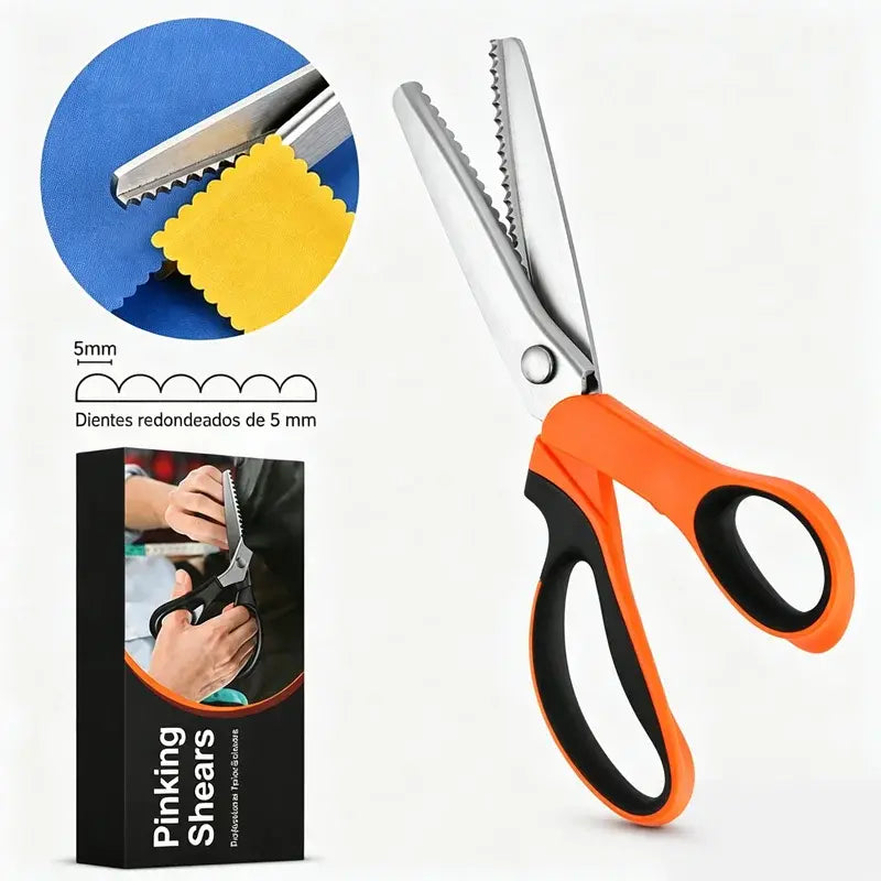 👗✂️ Tijeras de sastre con borde decorativo – Profesionales en corte zigzag y ondulado | Perfectas para telas, patchwork y proyectos DIY