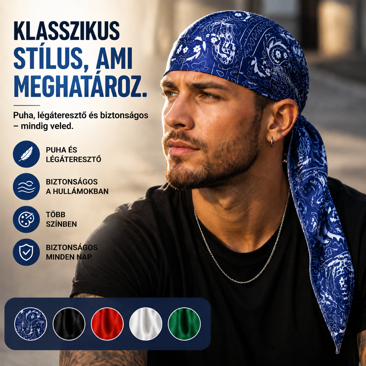 🏝【Értékes 5 darabos szett】Elegáns retró stílusú sapka/fejkendő, légáteresztő selyem anyagból.