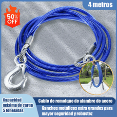 📢📢 ¡Oferta a mitad de precio! ⛓️🚗 Cuerda, cable o cincha de remolque/rescate para coche de 4 metros con ganchos; capacidad de carga de 5 toneladas.