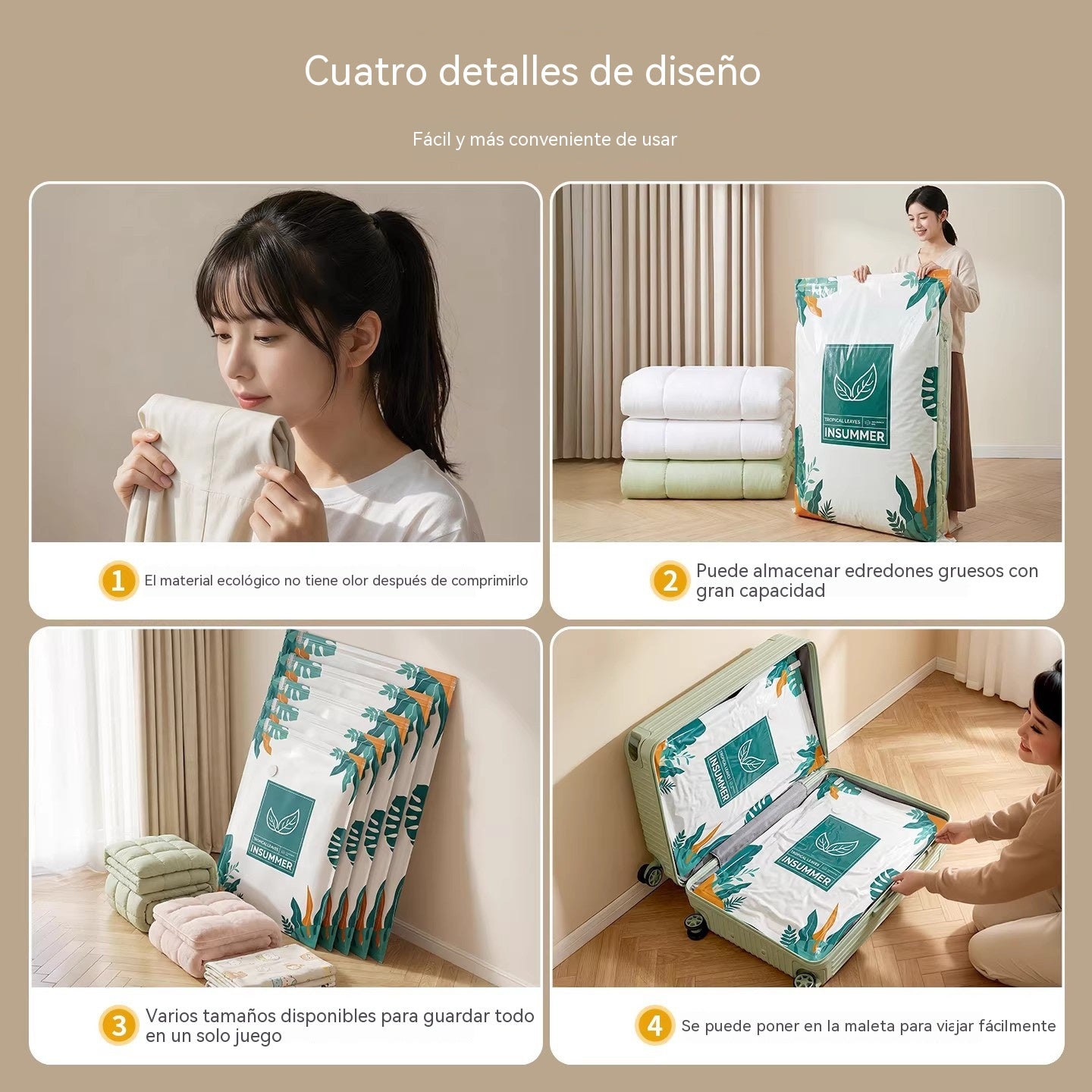 【5 artículos[60*80cm]+bomba eléctrica】Bolsas de vacío para edredones, ropa y prendas de vestir.