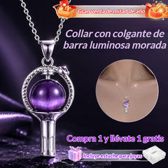 🔥Rebajas de mitad de año: ¡Compra 1 y llévate 1 gratis!✨🔮 Collar con colgante morado en forma de barra luminosa