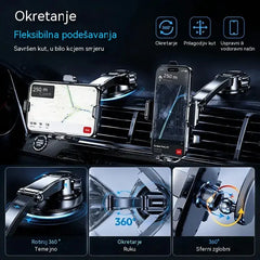 🚗📱 Držač za telefon za automobil s dvostrukim vakuumskim čašicama | 400x stabilnije, sigurnije pričvršćivanje i automatsko zatvaranje
