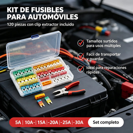 🔧⚡ Kit de fusibles surtido para coche – ¡Todos los amperajes en un solo estuche! 🚗🧰