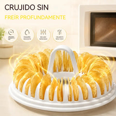 Juego de máquina casera para hacer patatas fritas en el microondas con recipiente para cortar.
