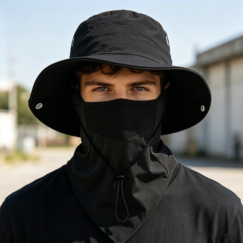 Gorro de pescador transpirable con mascarilla facial desmontable