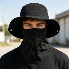 Gorro de pescador transpirable con mascarilla facial desmontable