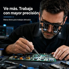 🔍 Lupa de cabeza 24X con LED – Gafas de aumento portátiles para reparación de relojes, soldadura de componentes electrónicos y móviles 💡