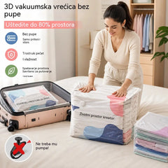 🧳【Set od 5 dijelova】💨 Velika, stlačiva vakuumska vrećica za pohranu: nije potrebna pumpa, nepropusna je i idealna za uštedu prostora u koferima i kod kuće ✈️