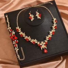 🔥【Collar + Pulsera + Pendientes】💎✨Conjunto de tres piezas de joyería chapada en oro de alta gama con forma de lágrima.