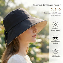 👒 ¡50% DE DESCUENTO POR TIEMPO LIMITADO! ✨ Sombrero de sol de ala ancha con lazo para mujer – Plegable, protección 360° 🎀