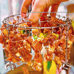 🍖🍗Parrilla de acero inoxidable 304 con 24 brochetas para horno freidora de aire