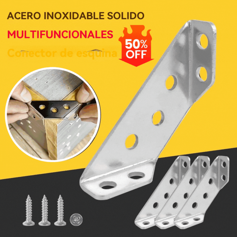 🔩【12 soportes + 84 tornillos】✨Soportes de fijación de acero inoxidable reforzado, bordes y esquinas reforzados, conectores de muebles de 90°