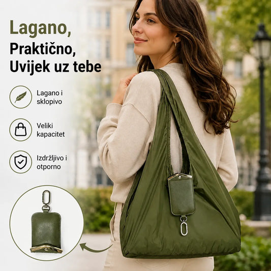 🔥Posljednji dan posebne ponude, iskoristite 49% popusta! 👜✨Sklopiva torba za kupovinu s privjeskom za ključeve, ekološki prihvatljiva i višekratna platnena torba.