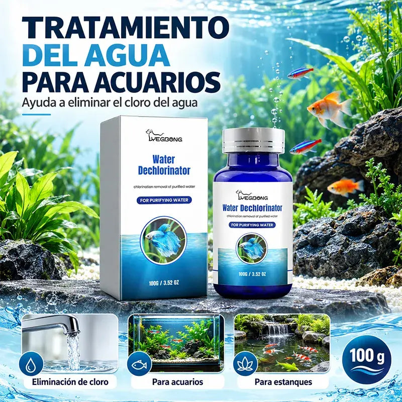 🐟💧 Tabletas Efervescentes para Estanque de Peces – Neutraliza Cloro y Cloraminas | Elimina Algas y Malos Olores | Clarificador de Agua 🐠