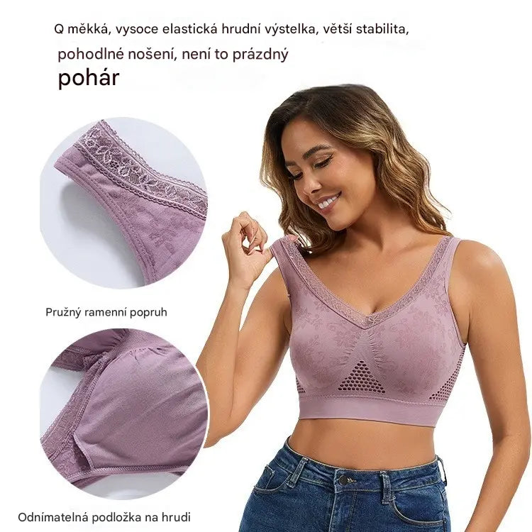 🔥👙【40-120 kg】【3 db-os csomag】✨ Merevítő nélküli csipkés melltartó magas tartású nőknek