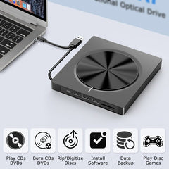 📢📢¡50% de descuento! 💿💻 Lector de CD/DVD Externo – Plug & Play, Portátil y Compatible con Mac/Windows
