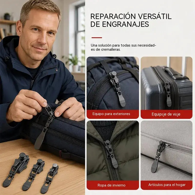 🥳【2 juego de 6 piezas】💞 Reparación rápida de cremalleras: diseño de fácil colocación, no requiere herramientas, material de aleación duradero✅