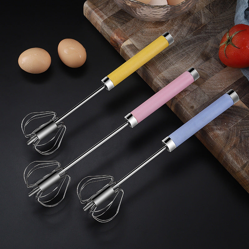25€【 Conjunto de 3 piezas】Batidor de huevos semiautomático de acero inoxidable
