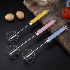 25€【 Conjunto de 3 piezas】Batidor de huevos semiautomático de acero inoxidable