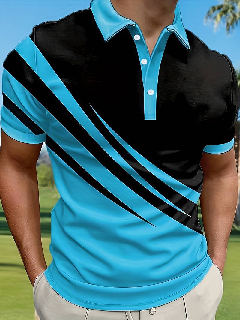 🔥👔【S-6XL】Nova poletna moška črtasta 3D-tiskana POLO majica