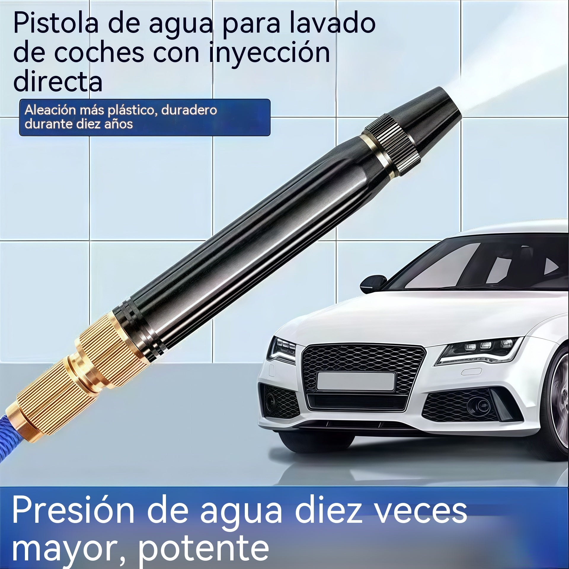 🚿 🔥¡Último día de la oferta especial! 🔥💧 Pistola de agua a alta presión: para lavar coches, jardinería, 10 veces más presión, múltiples funciones ⚡