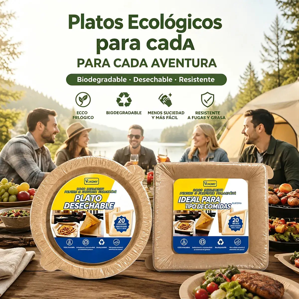 🍽️ 【¡Compra 1 y llévate 1 gratis! (40 artículos en total)】🌱Platos Desechables Biodegradables Peel Plate | Antiadherentes Impermeables Sin Lavado para Exterior y Hogar✨