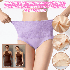 🔥🔥【Balení 6 ks】【M-6XL】💥Poslední den 50% sleva: Dámské kalhotky s vysokým pasem a krajkovým lemem pro větší velikosti