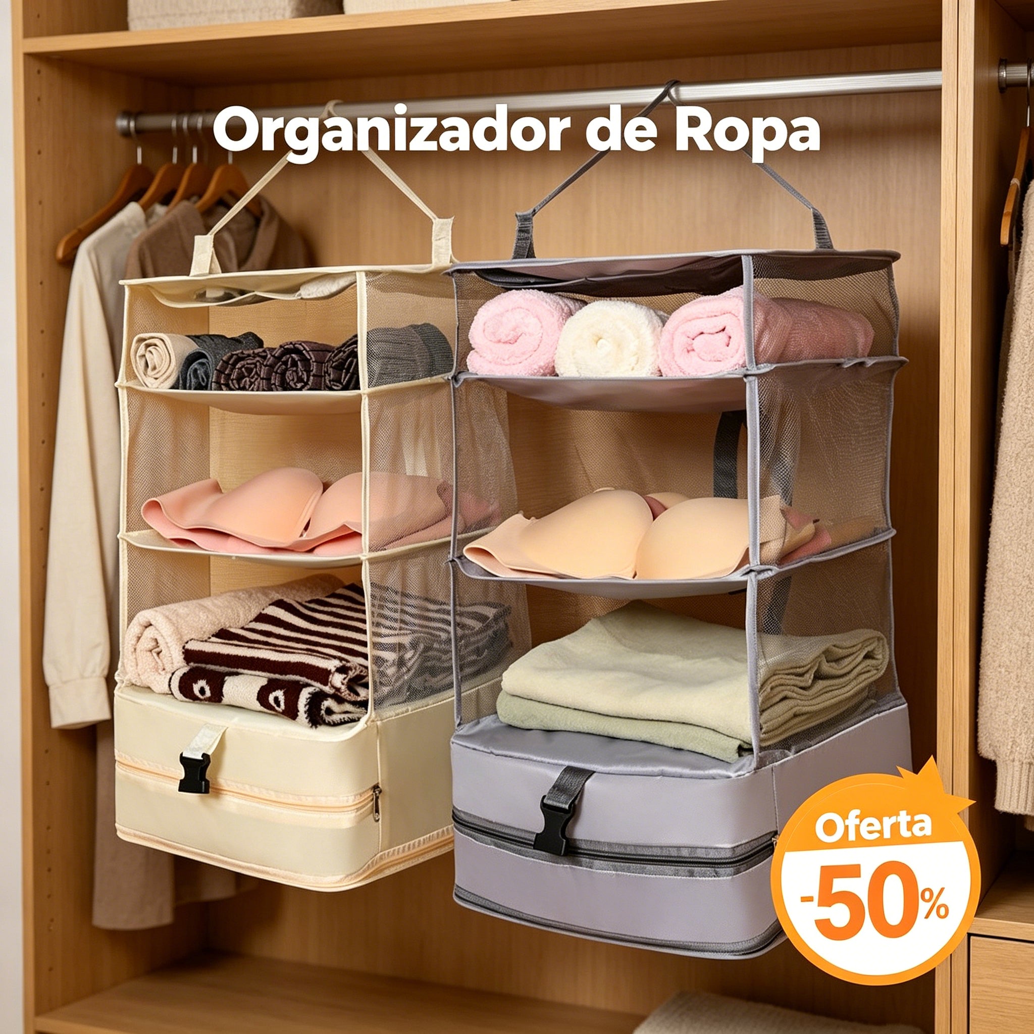🧳💨 Bolsa de almacenamiento colgante multiusos para viajes 💧 Antihumedad y antipolvo 🔩 Fuerte soporte ✈️ Plegable