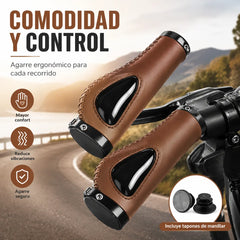 【¡AHORA CON UN 50% DE DESCUENTO!】1 par / 2 pares- Puños ergonómicos para manillar con apoyo para la palma de la mano: diseño de ala, doble bloqueo y TPR amortiguador.