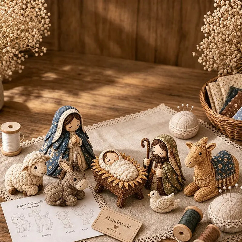 ✨ Kit de costura para hacer un belén de patchwork (incluye materiales de costura)