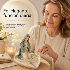 ✝️ Gran oferta: 50 % de descuento – Bandeja de cerámica «Graceful Faith» con la Virgen María para guardar rosarios o recuerdos.