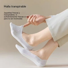 【8 pares】🧦Medias de malla de seda helada para hombre, antideslizantes y de corte bajo.