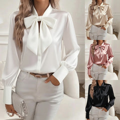 😍💕Camisa de seda de moda otoño e invierno 2025, estilo elegante.