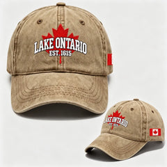 🧢🍁Nastavitelná retro baseballová čepice zdobená výšivkou javorového listu s motivem jezera