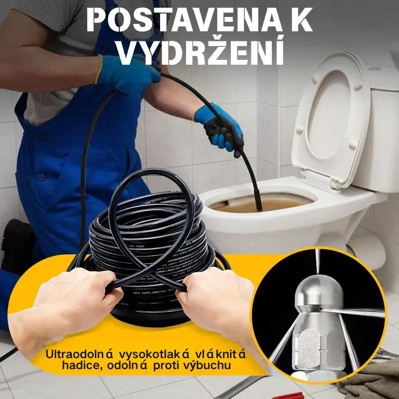 Kit de limpieza de desagües de 5800 PSI: boquilla y manguera de alta presión para desagües/tuberías obstruidas.