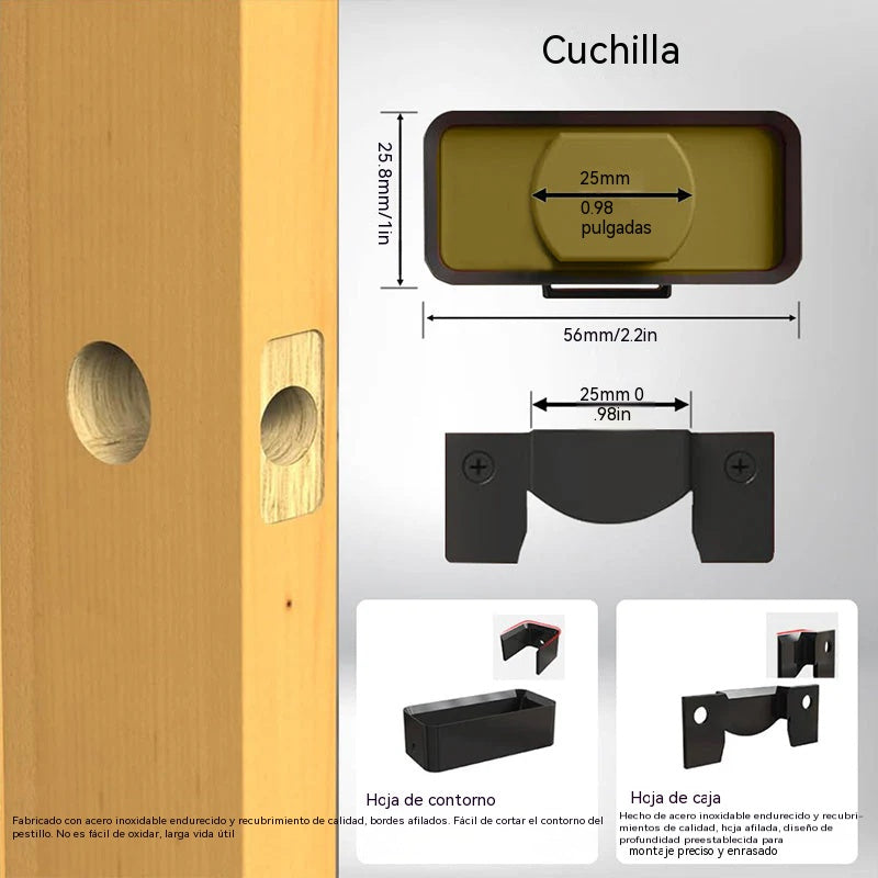Herramienta profesional para la instalación de pestillos de puerta