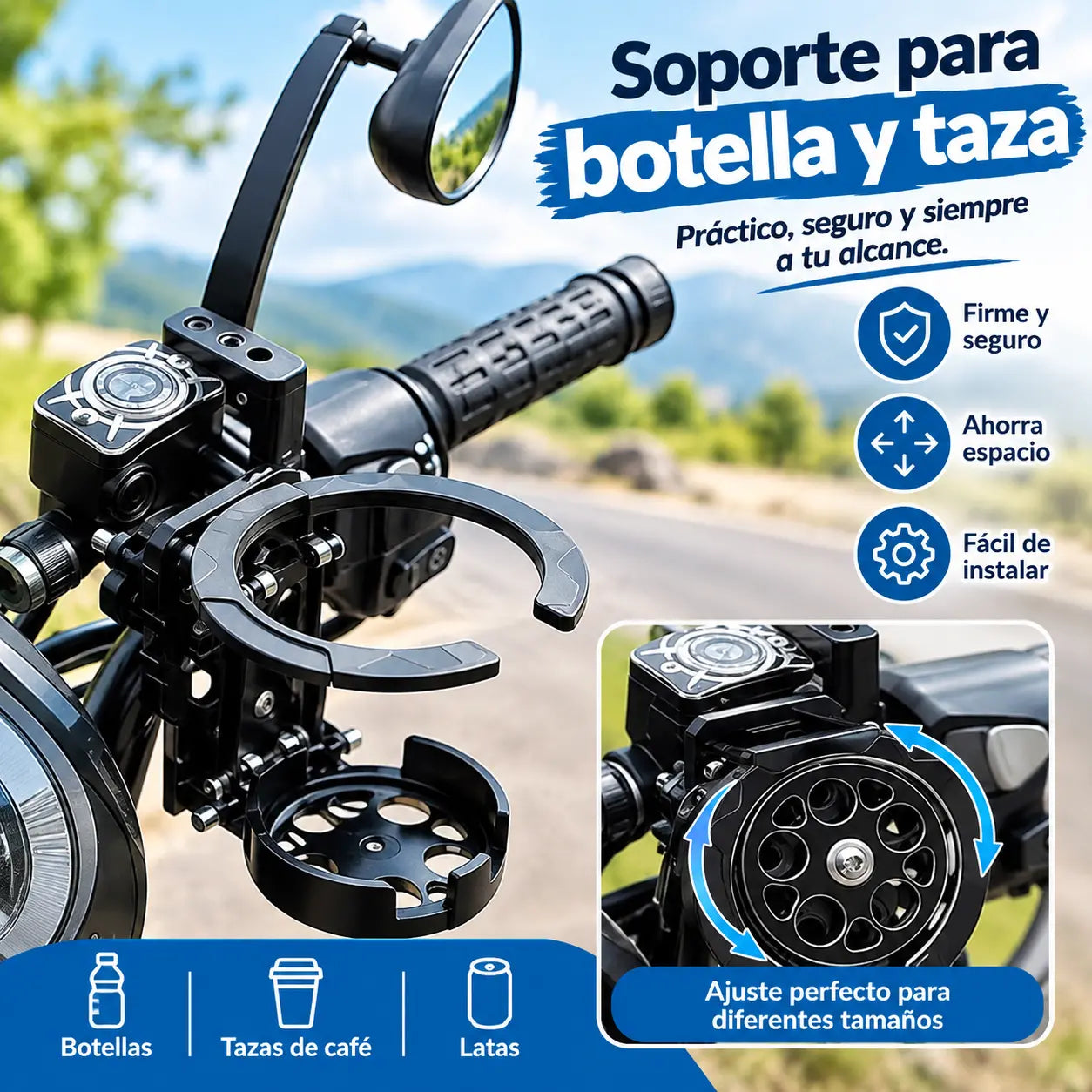 🔥Compre 1 y obtenga 1 gratis（2 piezas）Portabotellas plegable, apto para vehículos eléctricos, motocicletas y bicicletas.