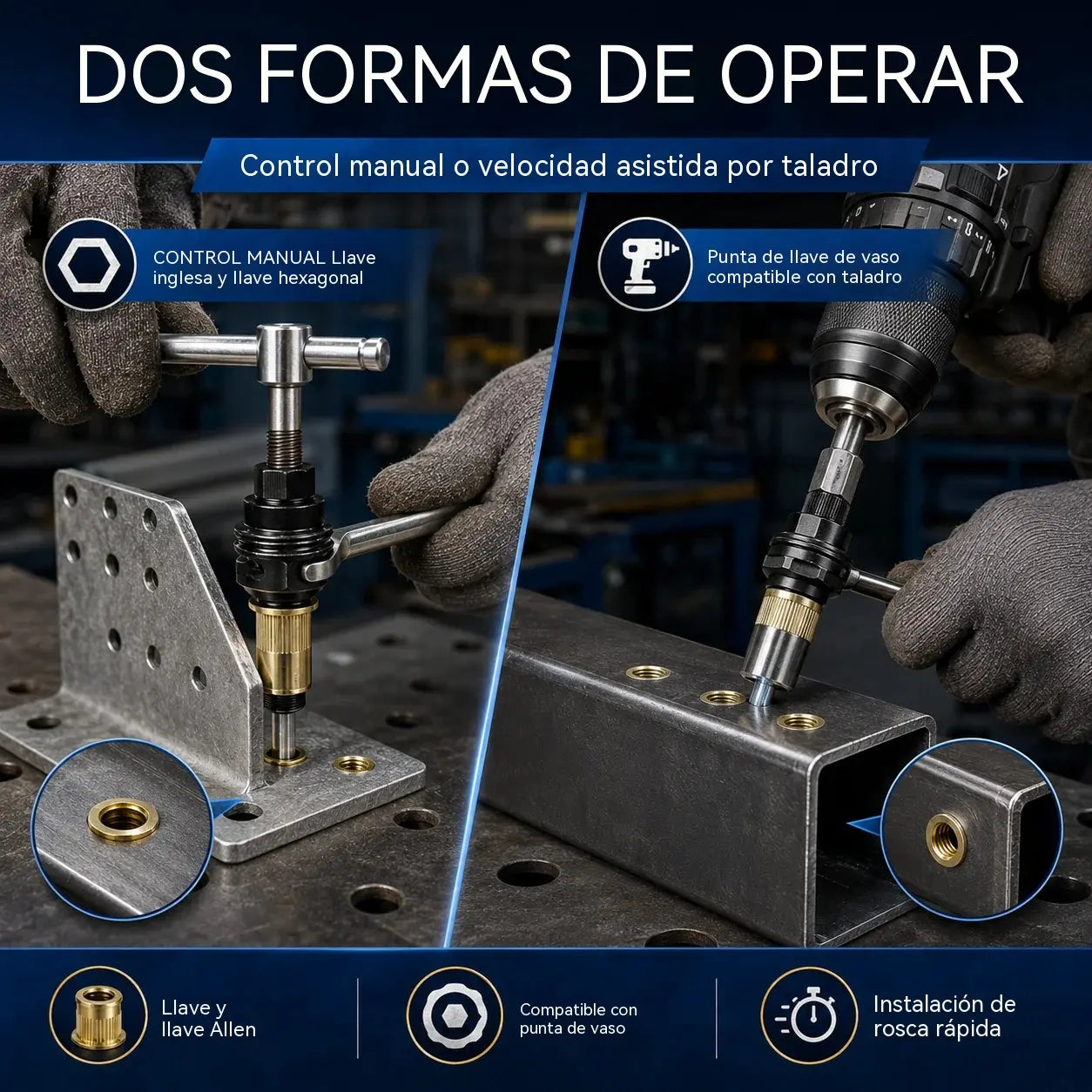 🔥 Más vendido | Juego de tuercas remachables de acero al carbono (incluye tamaños M3–M8)