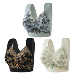 💖【paquete de 3】1 juego 28 euros🥰Sujetador de encaje talla grande M-4XL, sin aro de acero, espalda deslumbrante, sexy y transpirable, sin costuras, 【40-100 kg】