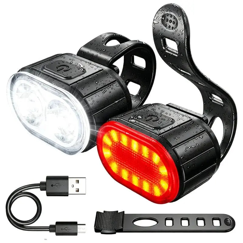 🚴 ¡50% de descuento! 💡 Kit de luces para bicicleta recargables por USB: luces LED de alto brillo, fácil instalación. Ideal para paseos nocturnos y desplazamientos urbanos. 🚦