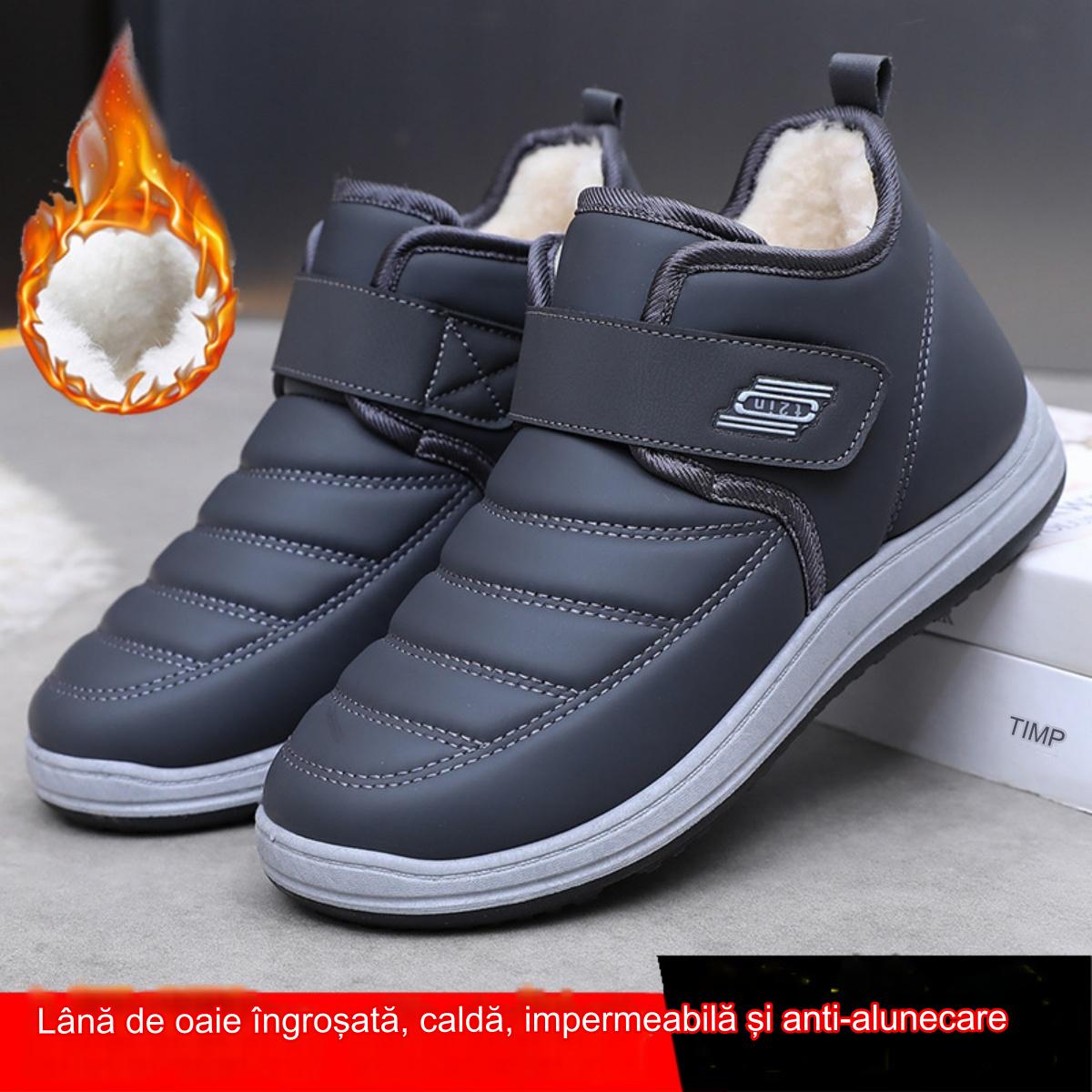 💥【Compra 1 y llévate 1 gratis】【39-44】Zapatos de hombre impermeables y antideslizantes de cuero de terciopelo engrosado de nuevo estilo de invierno