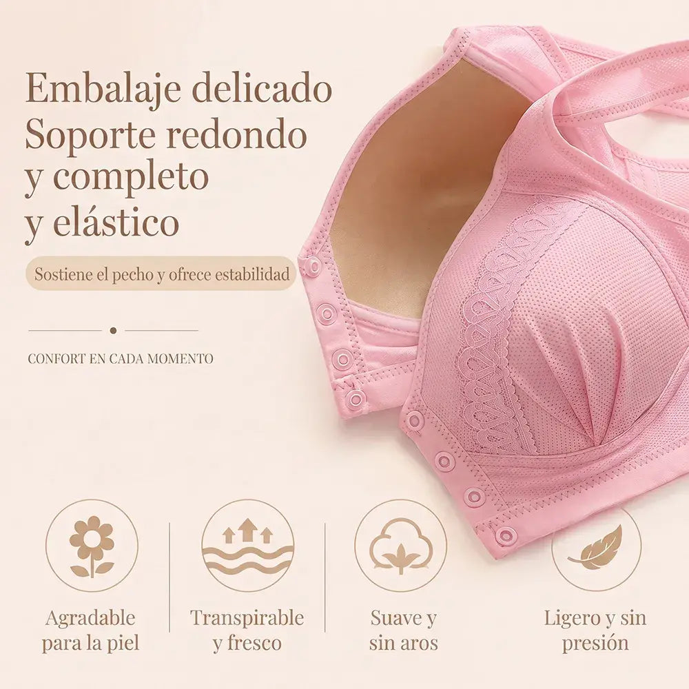 👙【Juego de 3 piezas】✨ Sujetador de Tirantes Sin Aros con Cierre Delantero – Sin Costuras, Efecto Elevador y Estilo Espalda Bonita para Mujer🌸
