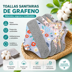 🔥【5/10 piezas】Almohadilla antibacteriana de algodón y grafeno lavable
