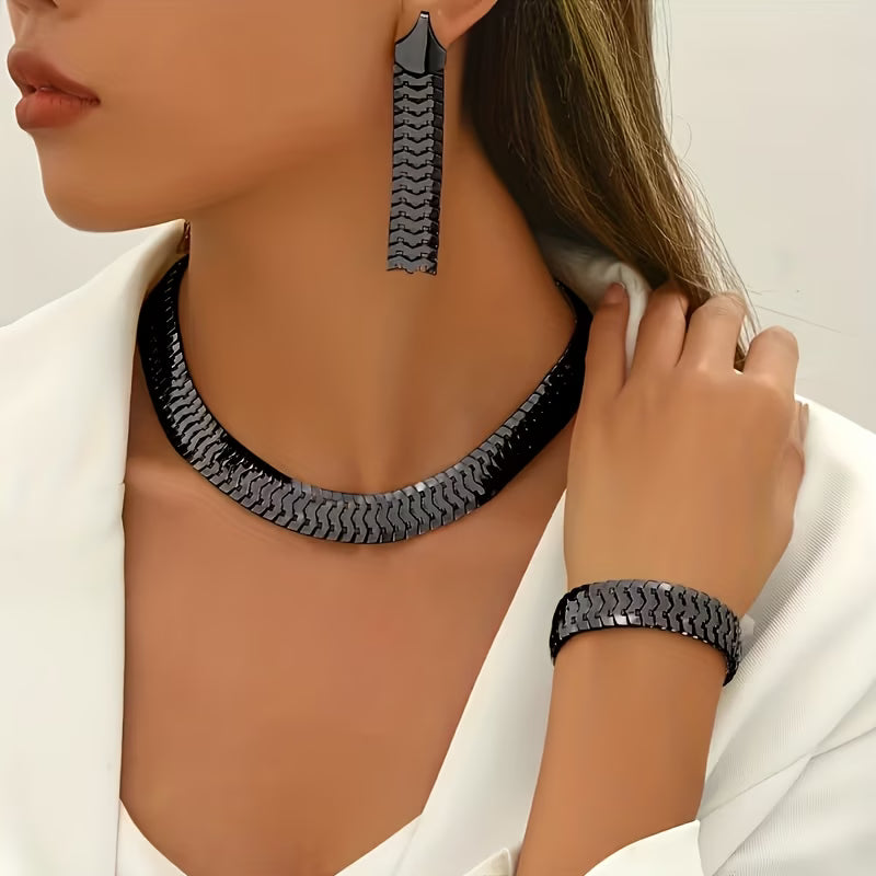 💖🔥【Pulsera + Pendientes + Collar】✨Conjunto de joyas de estilo bohemio, creativo y único, de estilo minimalista.