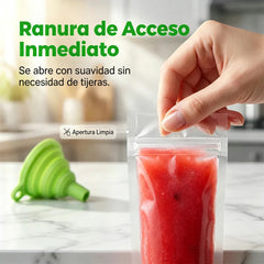 🍓【200 unidades + embudo plegable】⏰⏳Bolsas para paletas heladas DIY con cierre hermético: reutilizables, fáciles de rellenar, paletas heladas saludables para niños en verano 🍦✨